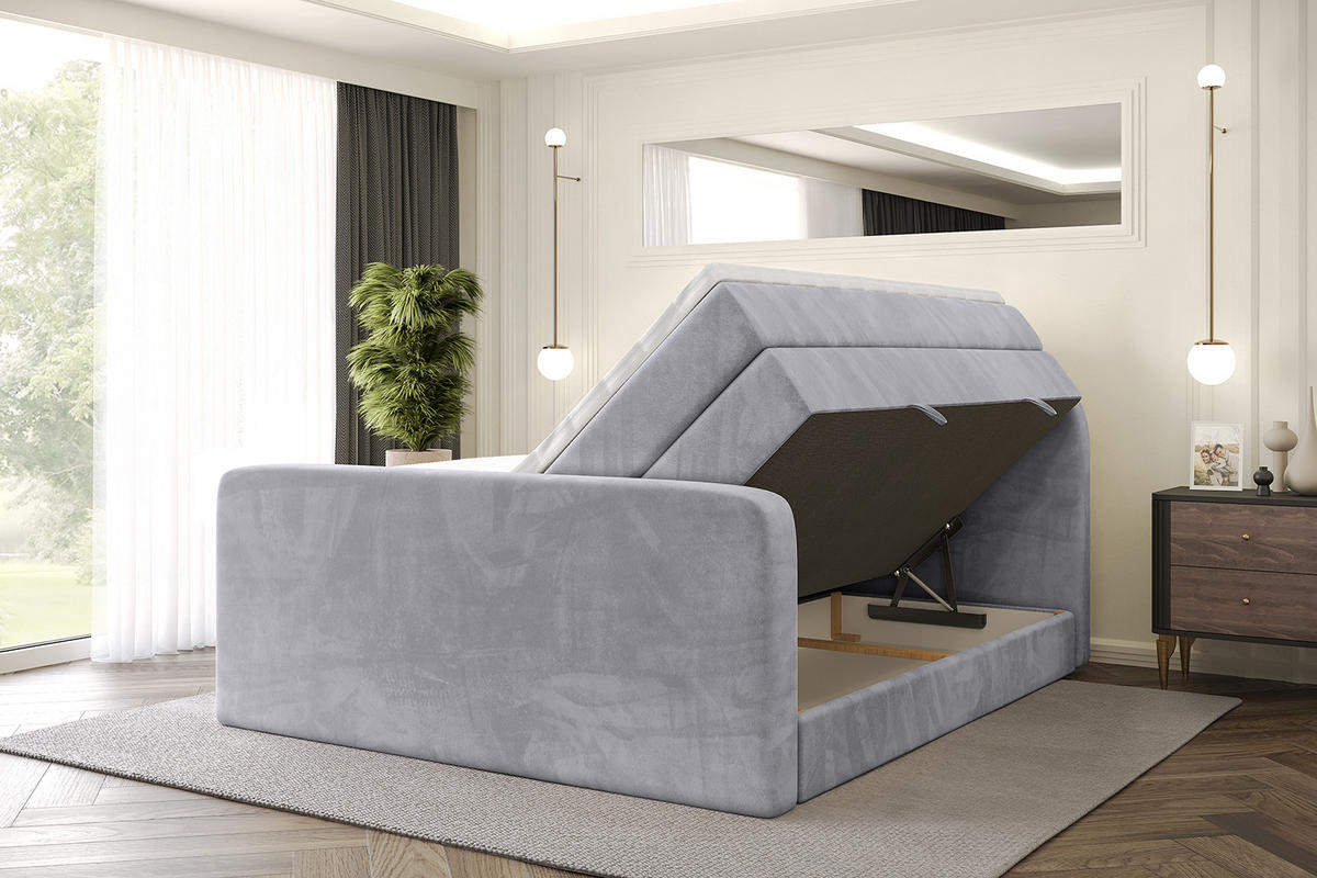 BOXSPRINGBETT mit Matratze und Lattenrost - NOX-Z KING-180x200 - Grau Monolith - Grau, Holzwerkstoff (180/200cm) - ALTDECOR