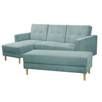 FUNKTIONSSOFA mit Hocker Kattie Cordstoff eisblau - Pastellblau, Kunststoff (144/230cm) - 58aufmkessel