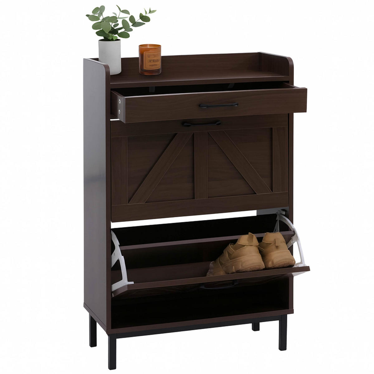 SCHUHKIPPER Dunkelbraun - Dunkelbraun, Holz (60/95/24cm) - MCW