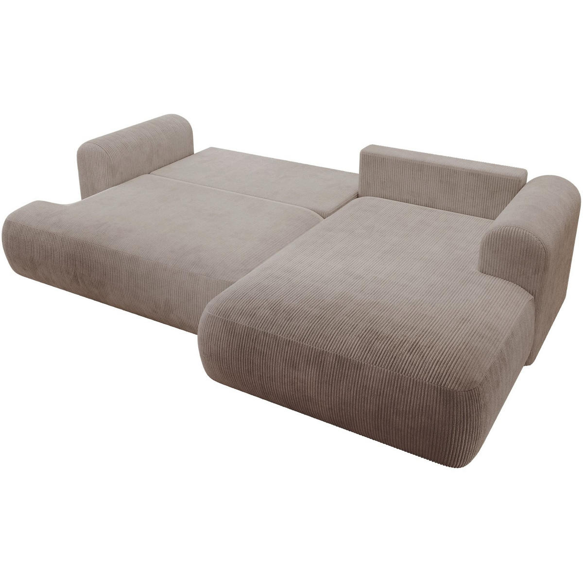 ECKSOFA Ovo Cord mit Cordbezug Beige, rechts - Beige/Schwarz, Textil (165/260cm) - Selsey