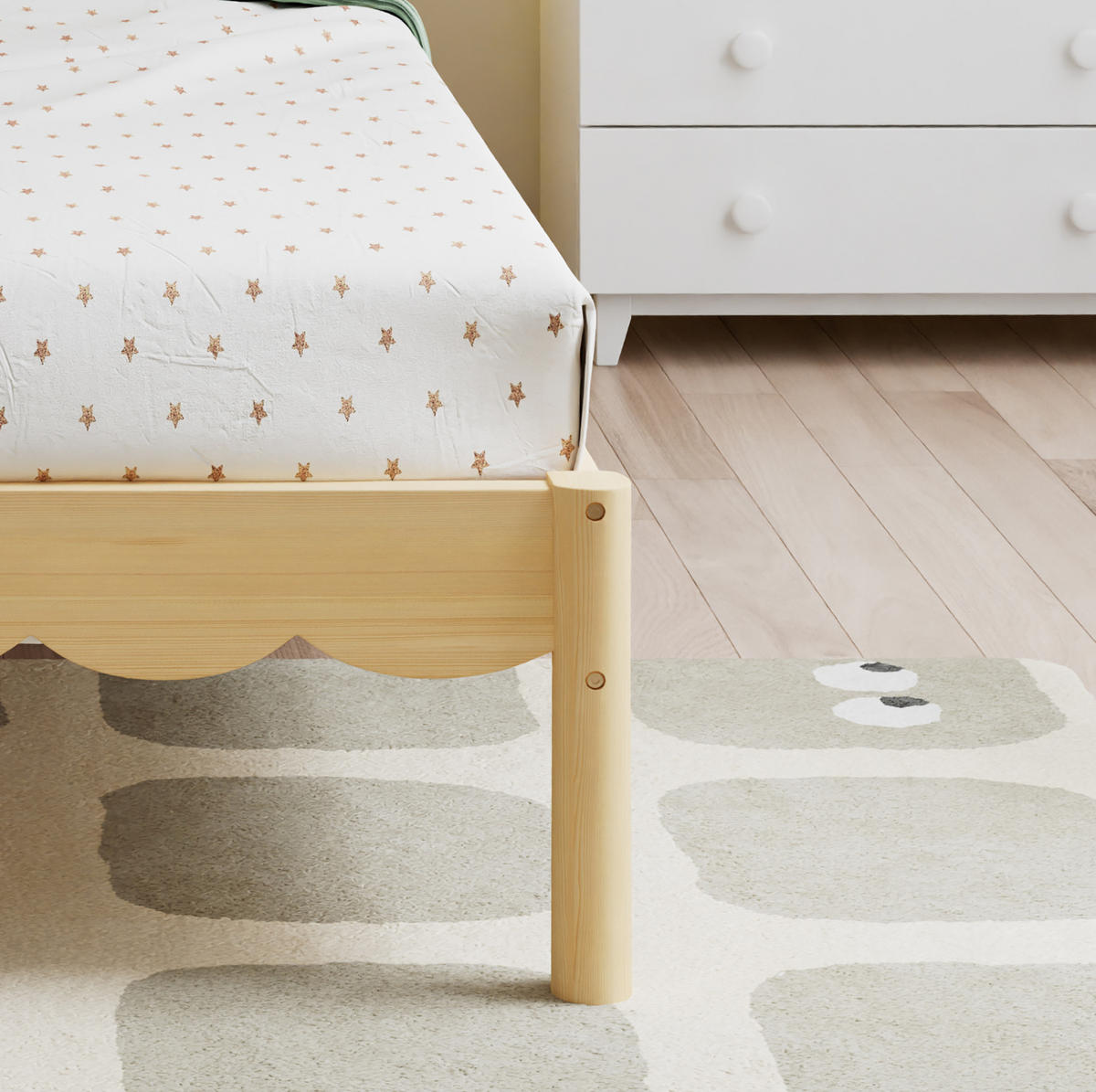 KINDERBETT 90/200 cm aus Holz mit gepolstertem PU-Kopfteil Beige/Natur - Beige, Holz (90/200cm) - Modenvie