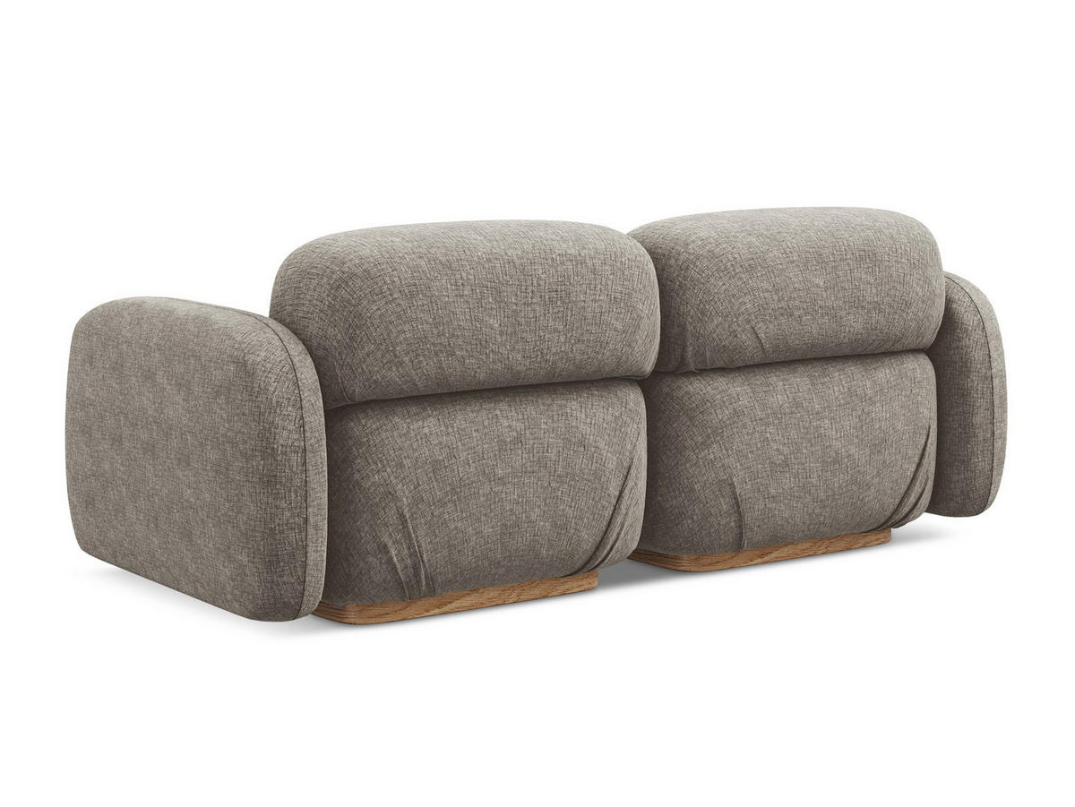 3-SITZER SOFA Chenille Stoff Grau - Taupe/Braun, Holz/Textil (190/73/95cm) - Makamii