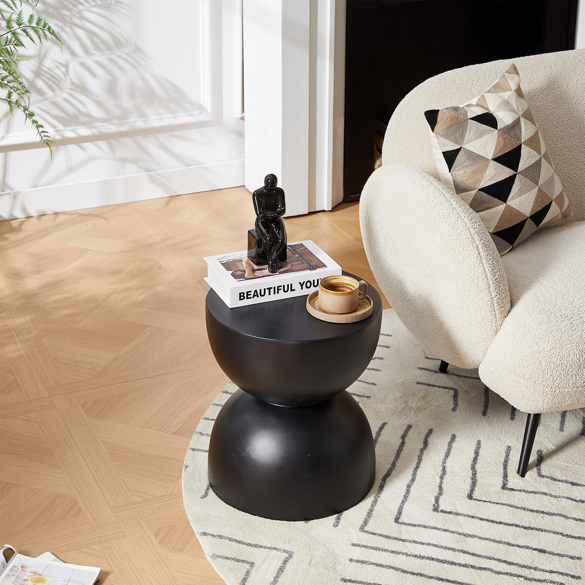 BEISTELLTISCH Rund Schwarz 45 x 45 x 52 cm - Schwarz, Metall (39.5/39.5/45cm) - Nordlys