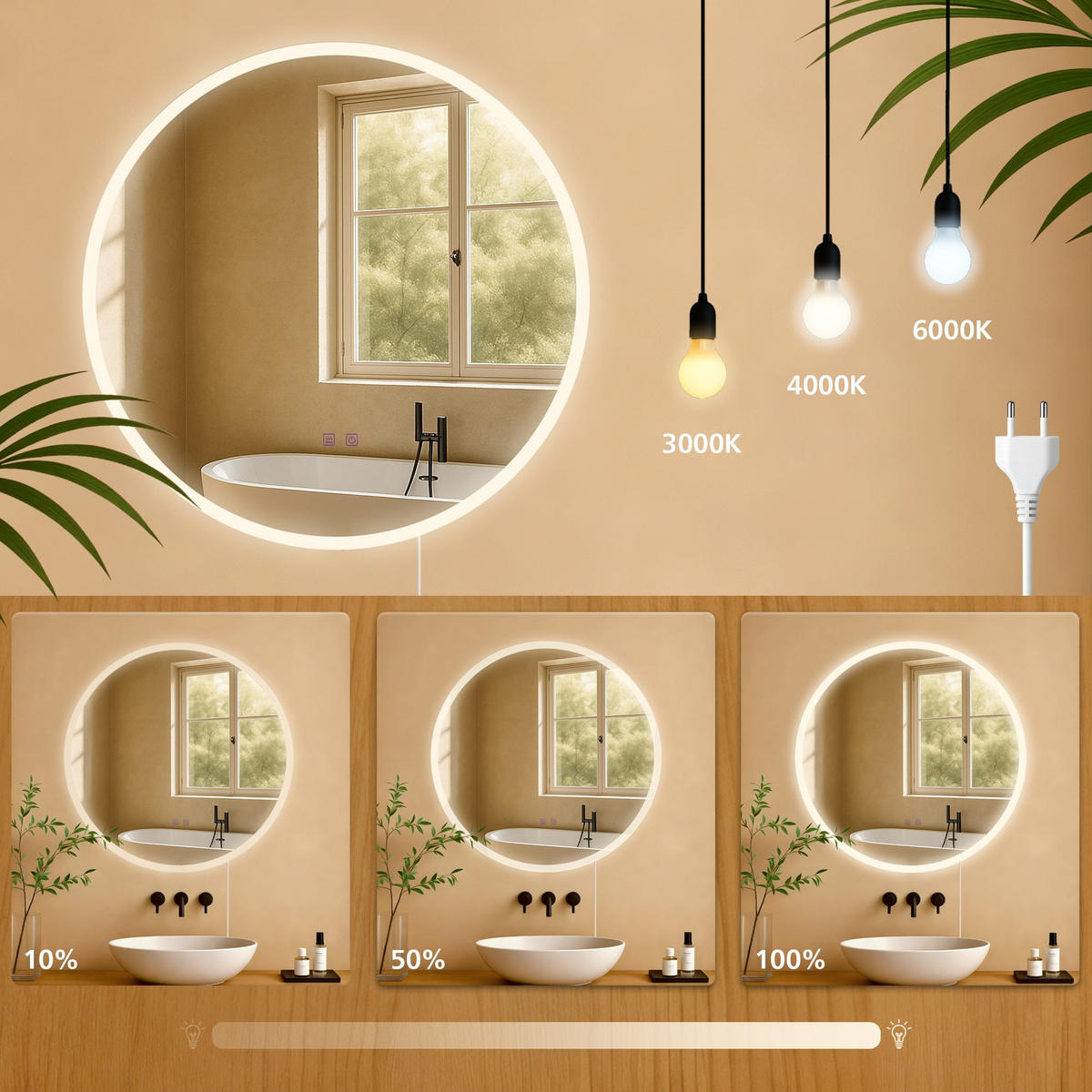 BADSPIEGEL Linz 70 ohne Bluetooth 70x3,5x70cm Glas Klarglas Badezimmerspiegel - Klar, Glas (70/70/3.5cm) - DELUKE
