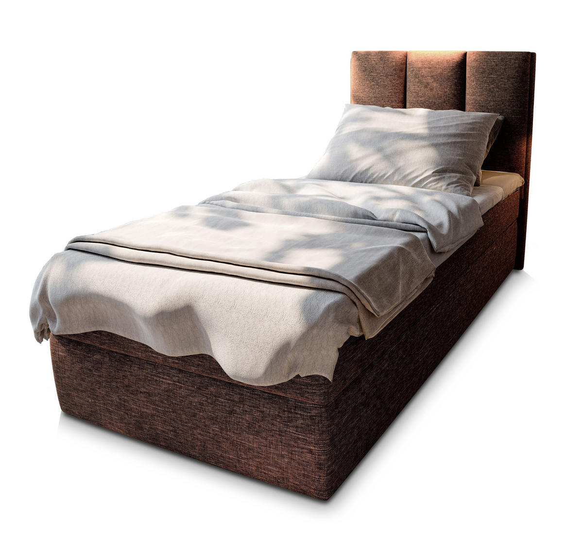 POSTEL BOXSPRING MERIL 100x200 cm, s matrací a úložným prostorem, hnědá - hnědá, kompozitní dřevo/textil (100/200cm) - MASSENO