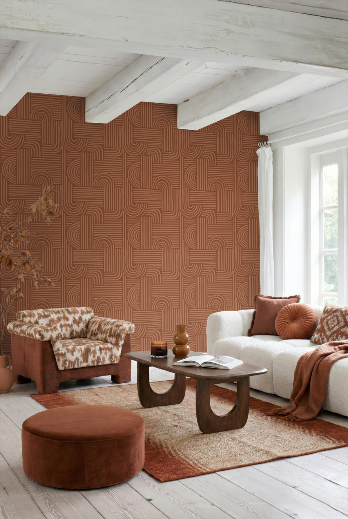 TAPETE 3D-Muster 53 cm x 10.05 m - Terracotta, Papier (53/1000cm) - ESTAhome