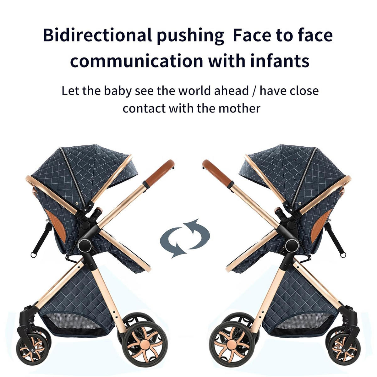 KINDERWAGENSET 3-in-1 mit Autositz, Neugeborenen-Sicherheitsgurt mit fünf Punkten, stoßdämpfend, faltbar, YV9-Blau - Blau, Metall (80/60cm) - Kaket