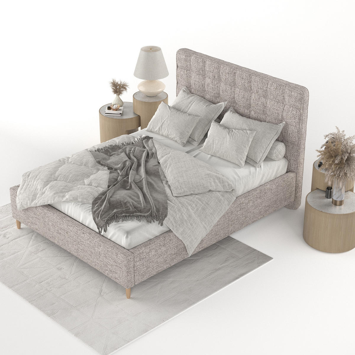 POLSTERBETT Paloma 120/200 cm Beige im Neve Stoff - Beige/Naturfarben, Holz/Holzwerkstoff (120/200cm) - AltaBeds