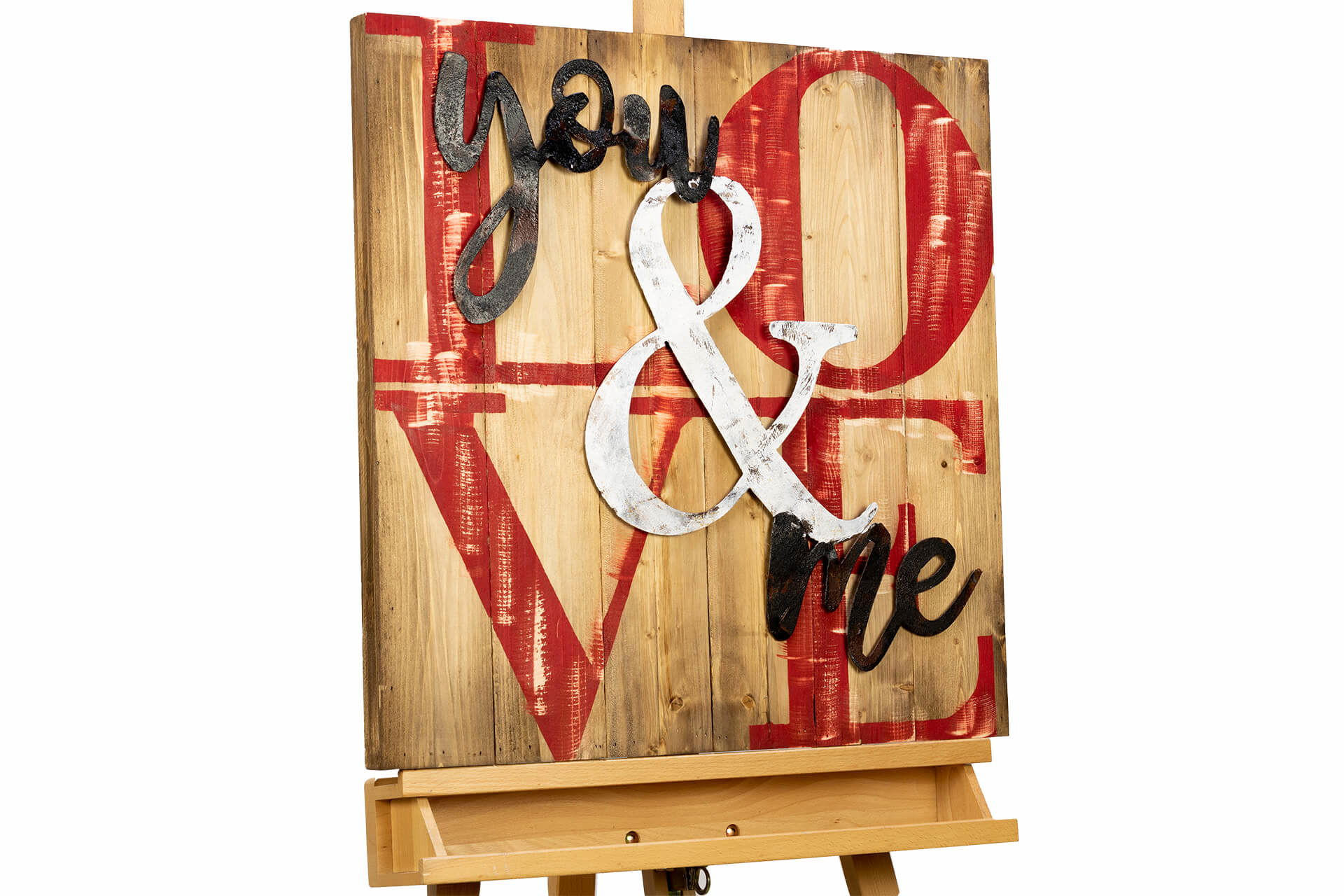 HOLZBILD Rot 60/60 cm - Rot/Braun, Holz/Metall (1.68/60cm) - KUNSTLOFT