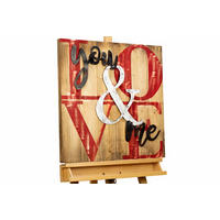 HOLZBILD Rot 60/60 cm - Rot/Braun, Holz/Metall (1.68/60cm) - KUNSTLOFT