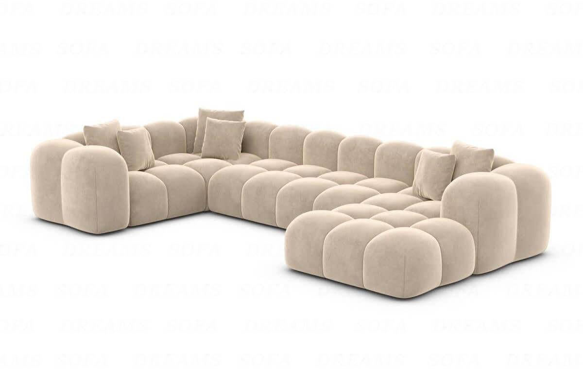 WOHNLANDSCHAFT Cloud Beige Samtstoff - Beige, Kunststoff (314/72/184cm)