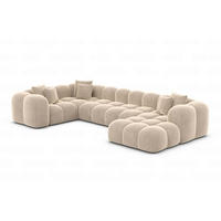 WOHNLANDSCHAFT Cloud Beige Samtstoff - Beige, Kunststoff (314/72/184cm)