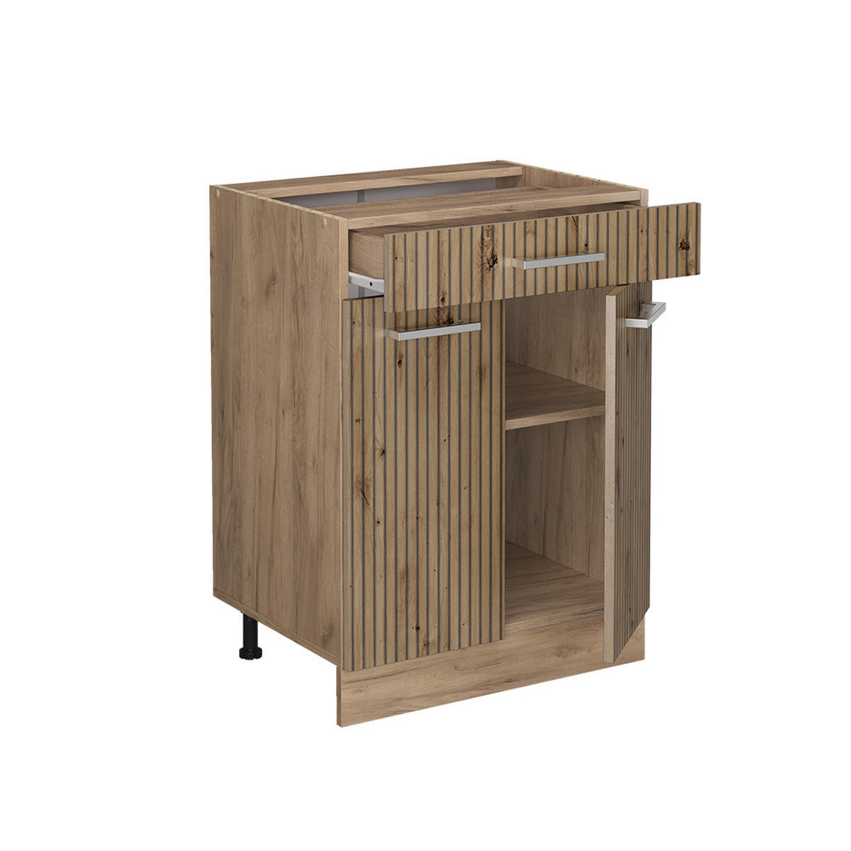 KÜCHENUNTERSCHRANK R-Line Artisan-Eiche 60 cm mit Schublade, AP Eiche - Eiche Wotan/Eiche Artisan, Holzwerkstoff (60/81.6/60cm) - Vicco