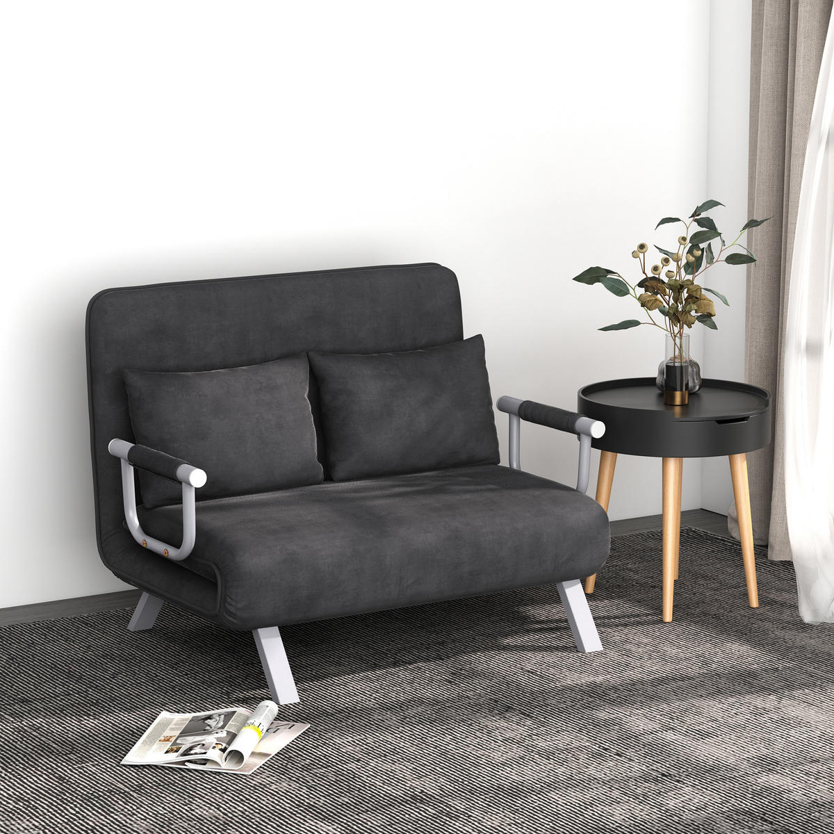SCHLAFSOFA 3-in-1 mit Metallgestell, verstellbarer Rückenlehne 111/80/78 cm Grau - Grau, Metall (80/78/111cm) - Redom
