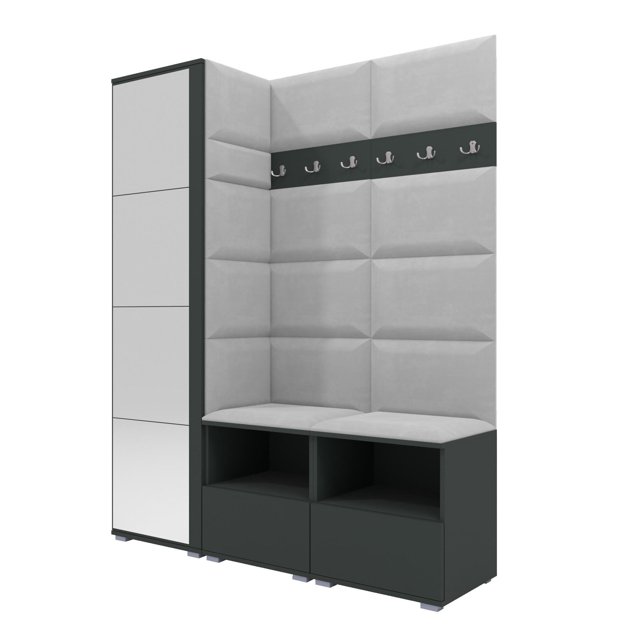 XXXLutz Garderoben-Set Graphit, Grau 150x187x40 cm