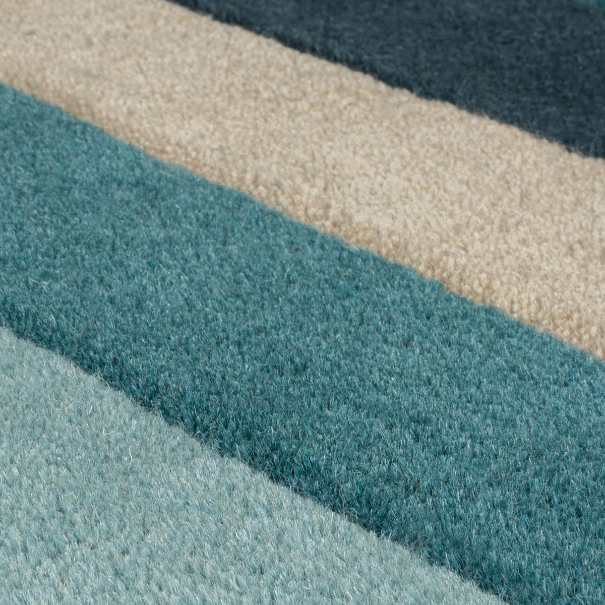 WOLLTEPPICH Geometrisch-Design, handgetuftet THAMES EVA, Türkis 60x230 cm - Türkis, Textil (60/230cm) - KADIMA DESIGN