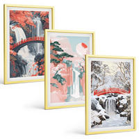 BILDER SET 3er Set - 40x60 cm Goldrahmen - Wasserfälle der Jahreszeiten - Goldfarben, Kunststoff (40/60cm) - TULUP