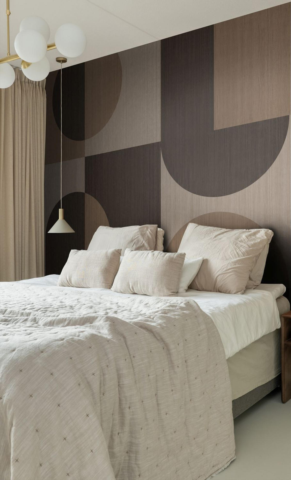 FOTOTAPETE Kreise im Bauhaus-Stil 250 x 279 cm - Braun, Papier (250/279cm) - Origin Wallcoverings