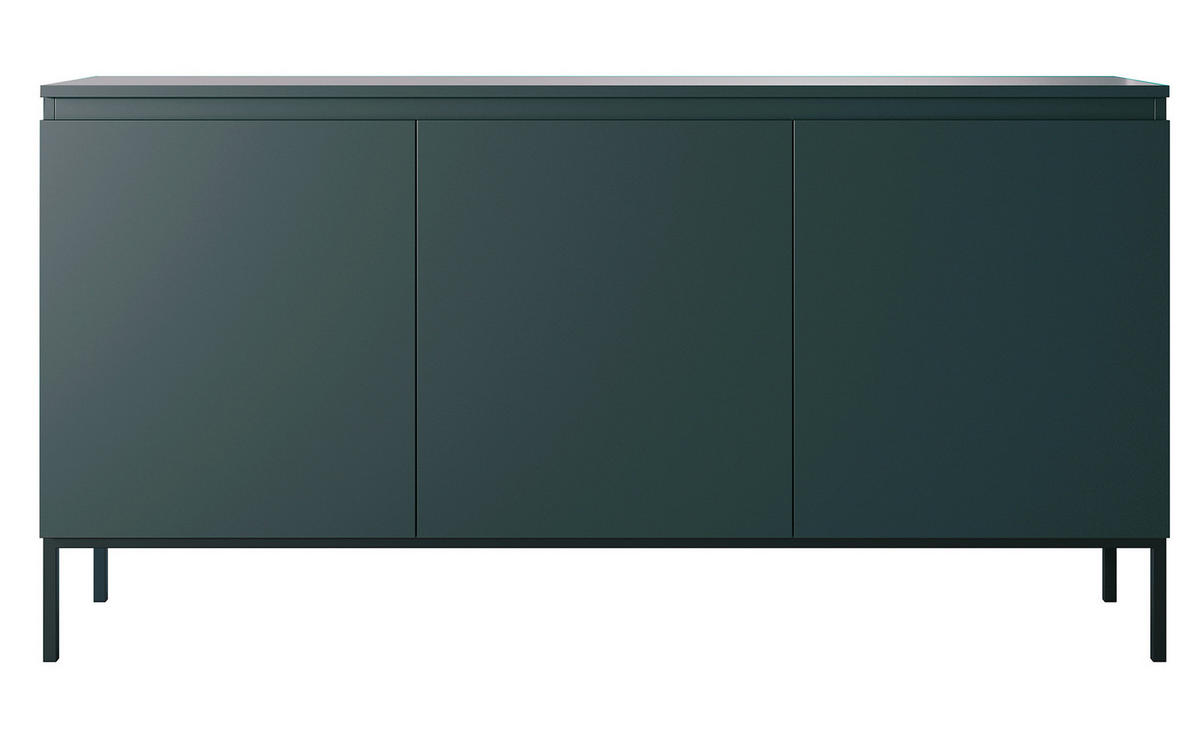 SIDEBOARD Bemmi Dunkelgrün mit Metallbeinen 150 cm - Dunkelgrün/Schwarz, Holzwerkstoff/Metall (150/77/35cm) - Selsey