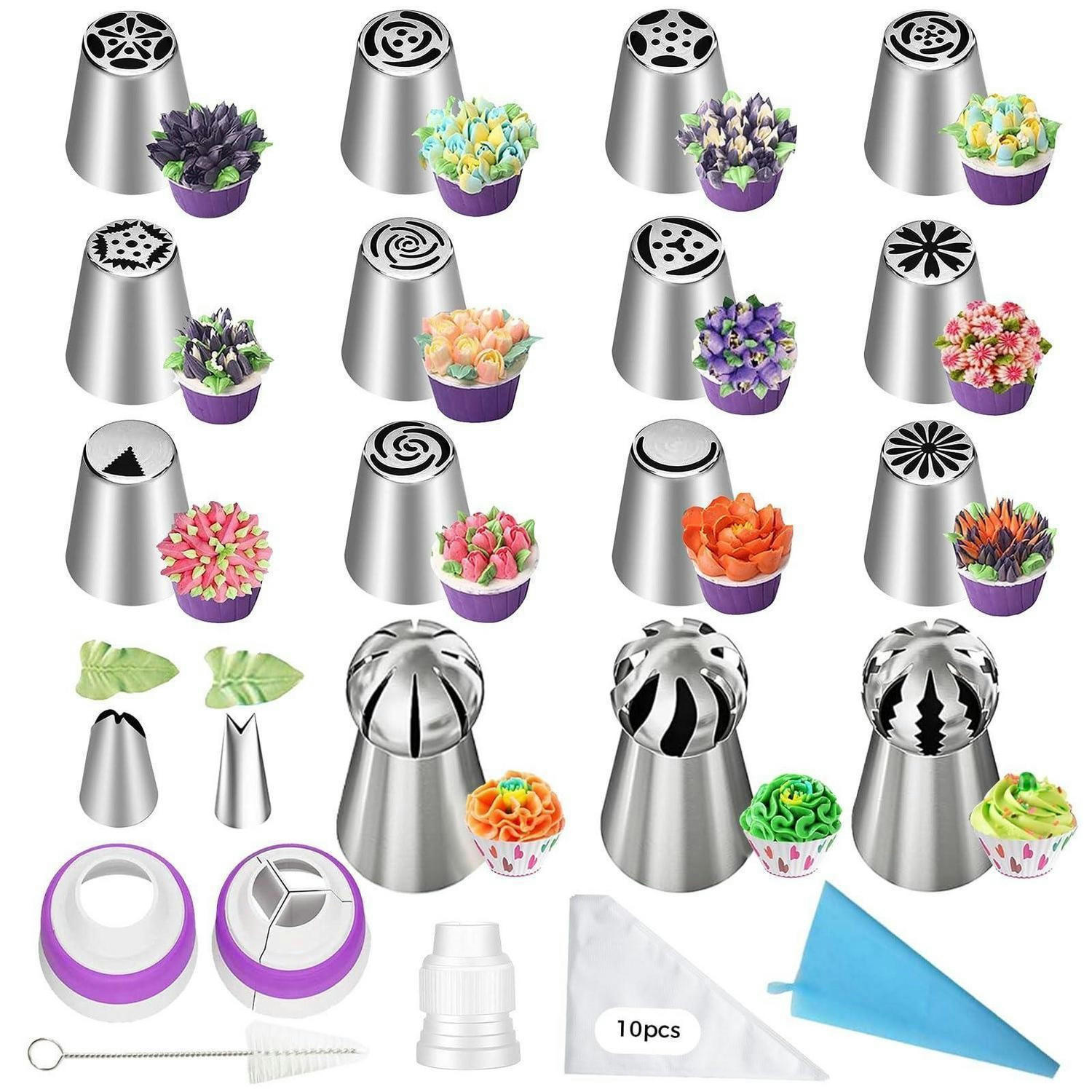 SPRITZBEUTEL Set 32-teilig Edelstahl mit Silikon Spritzbeutel - Multicolor, Metall (3.7/4.2/4.2cm)