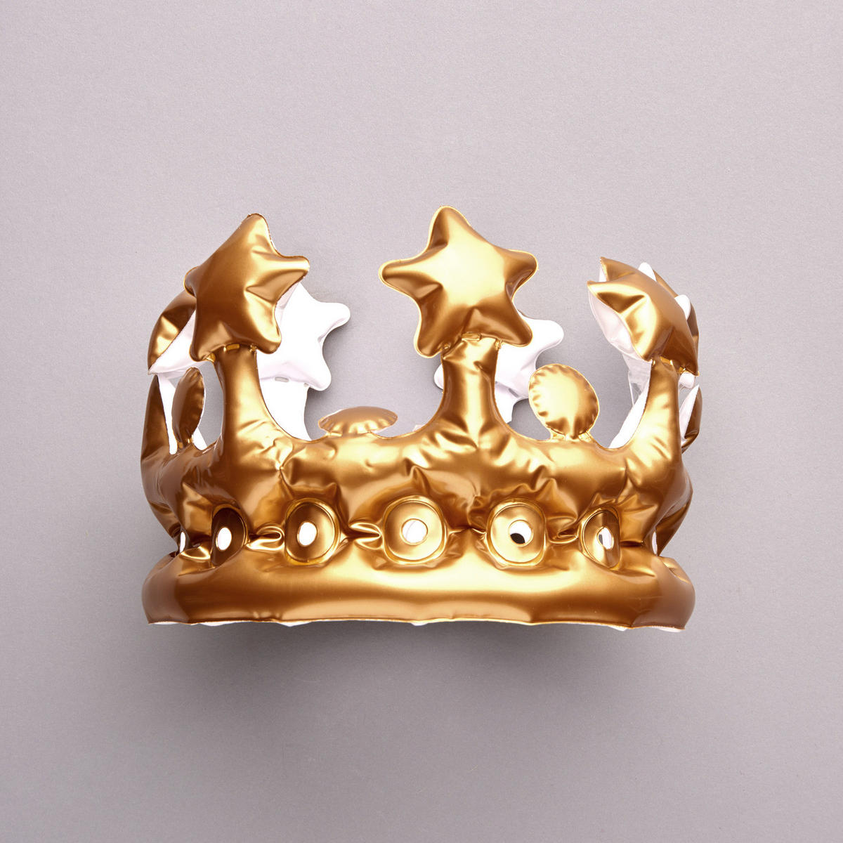 AUFBLASBARE PARTYKRONE Air Royal - Goldfarben, Kunststoff (2/18/13cm) - Butlers