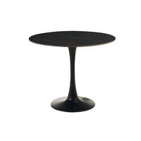 ESSTISCH rund, schwarze Keramik und Metall D90 cm MALOU - Schwarz, Stein (90/90/75cm) - Miliboo