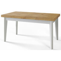 ESSZIMMERTISCH SKANDI, ausziehbarer Tisch: 200-300X100X78 cm, Farbe: LANCELOT, mit Holzbeinen in Farbe Weiß - Beige/Weiß, Holzwerkstoff (200/100/78cm) - Alpi-Möbel