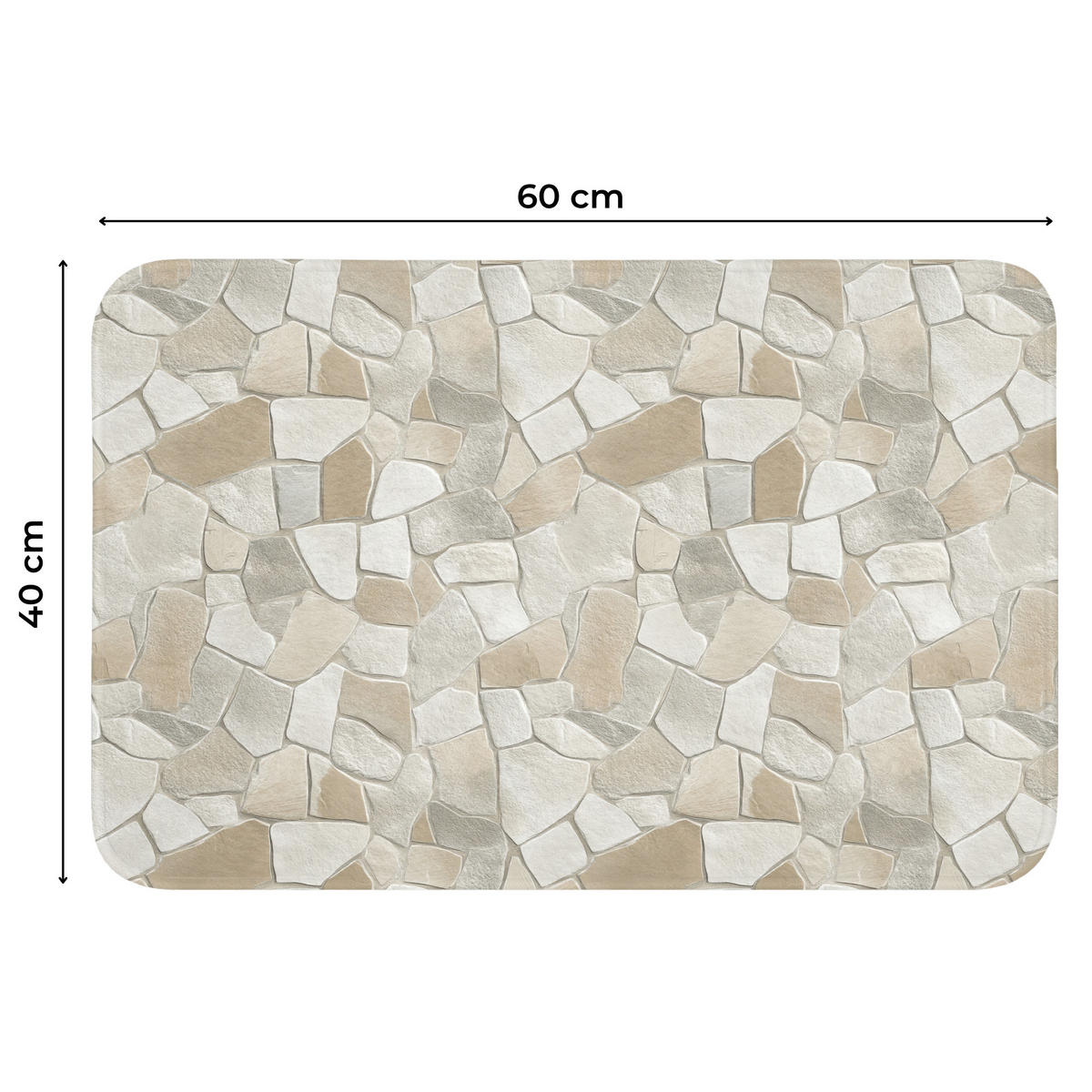 WC PŘEDLOŽKA Mozaika - kameny - béžová 60x40 cm - béžová, textil/plast (60/1cm) - OnlyWow