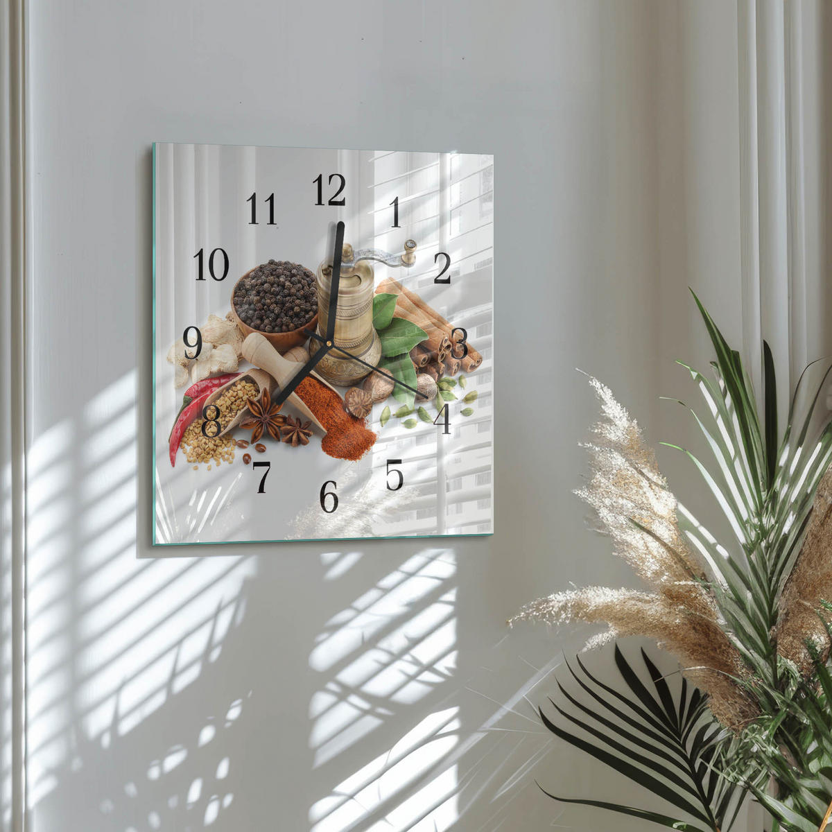 WANDUHR 30x30 cm - Gewürze - Multicolor, Glas (30/30/0.4cm) - TULUP