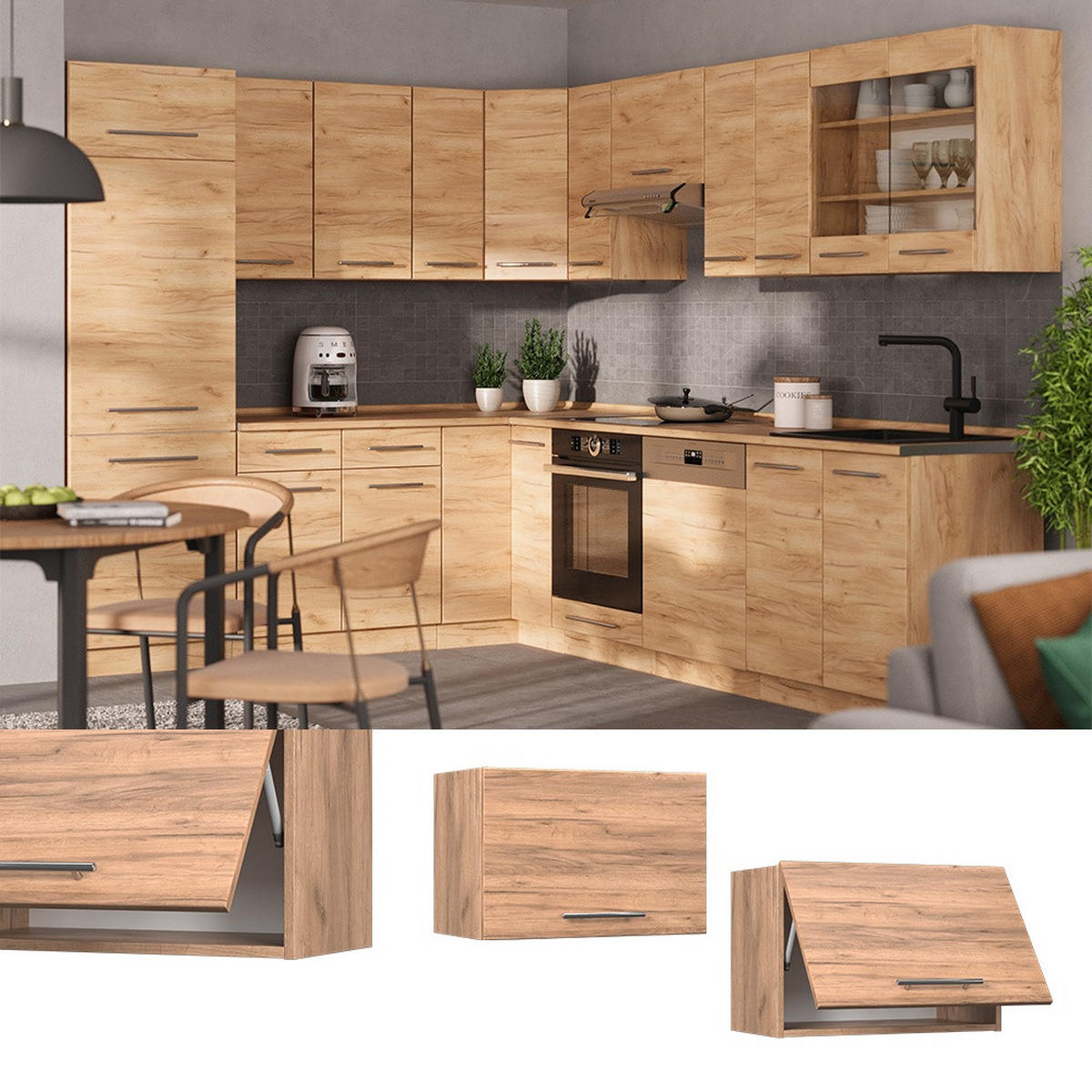 HÄNGESCHRANK Fame-Line Goldkraft Eiche 60 cm Flach - Honigeiche, Holzwerkstoff (60/40/34.1cm) - Vicco