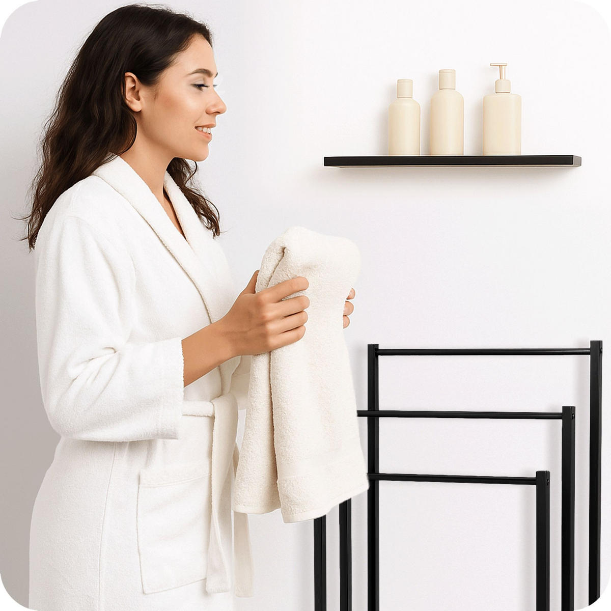 HANDTUCHHALTER ohne Bohren - Schwarz, Metall (44/87/21cm) - KRUMAD