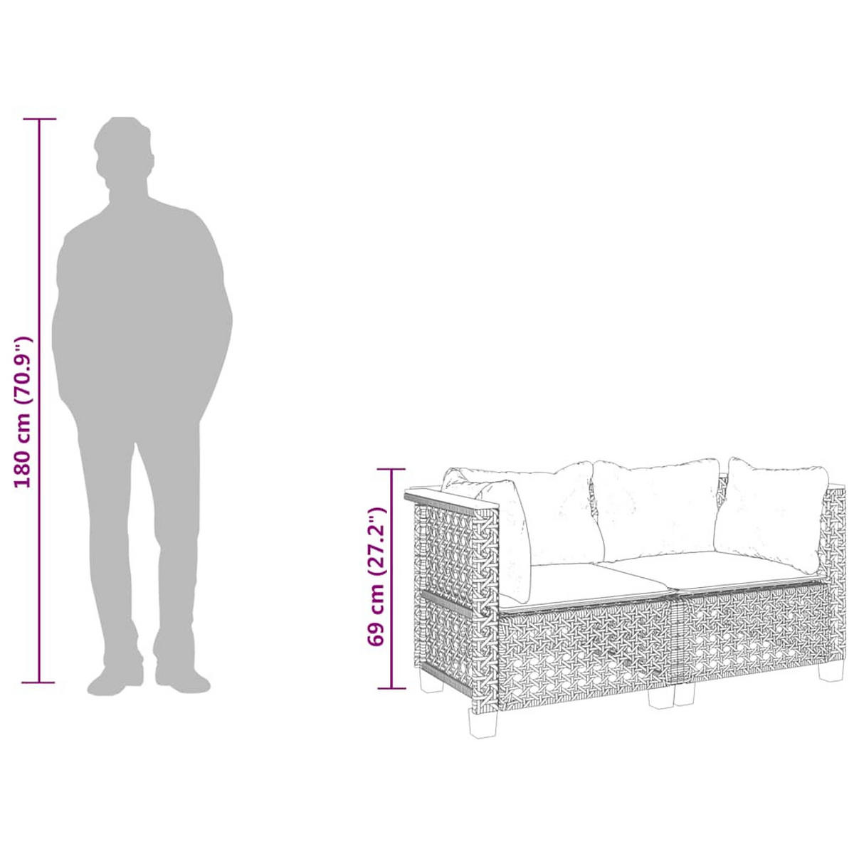 GARTEN-ECKSOFAS Mit Kissen 2 Stk. Beige Poly Rattan - Creme, Kunststoff (63.5/62/127cm) - vidaXL