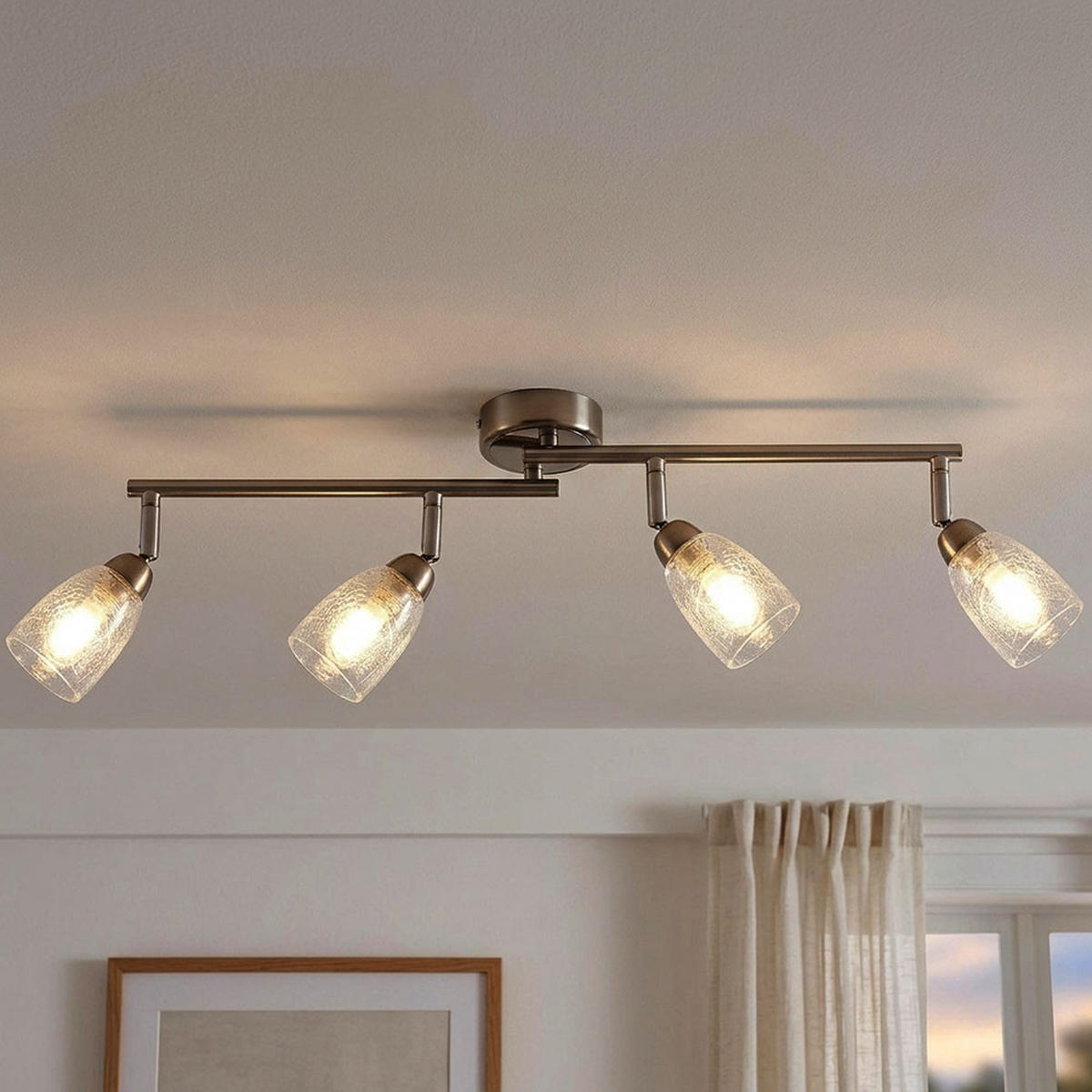 LED DECKENLEUCHTE Crash Silber Glas - Silberfarben, Glas (60/8.5/14cm) - Globo Lighting