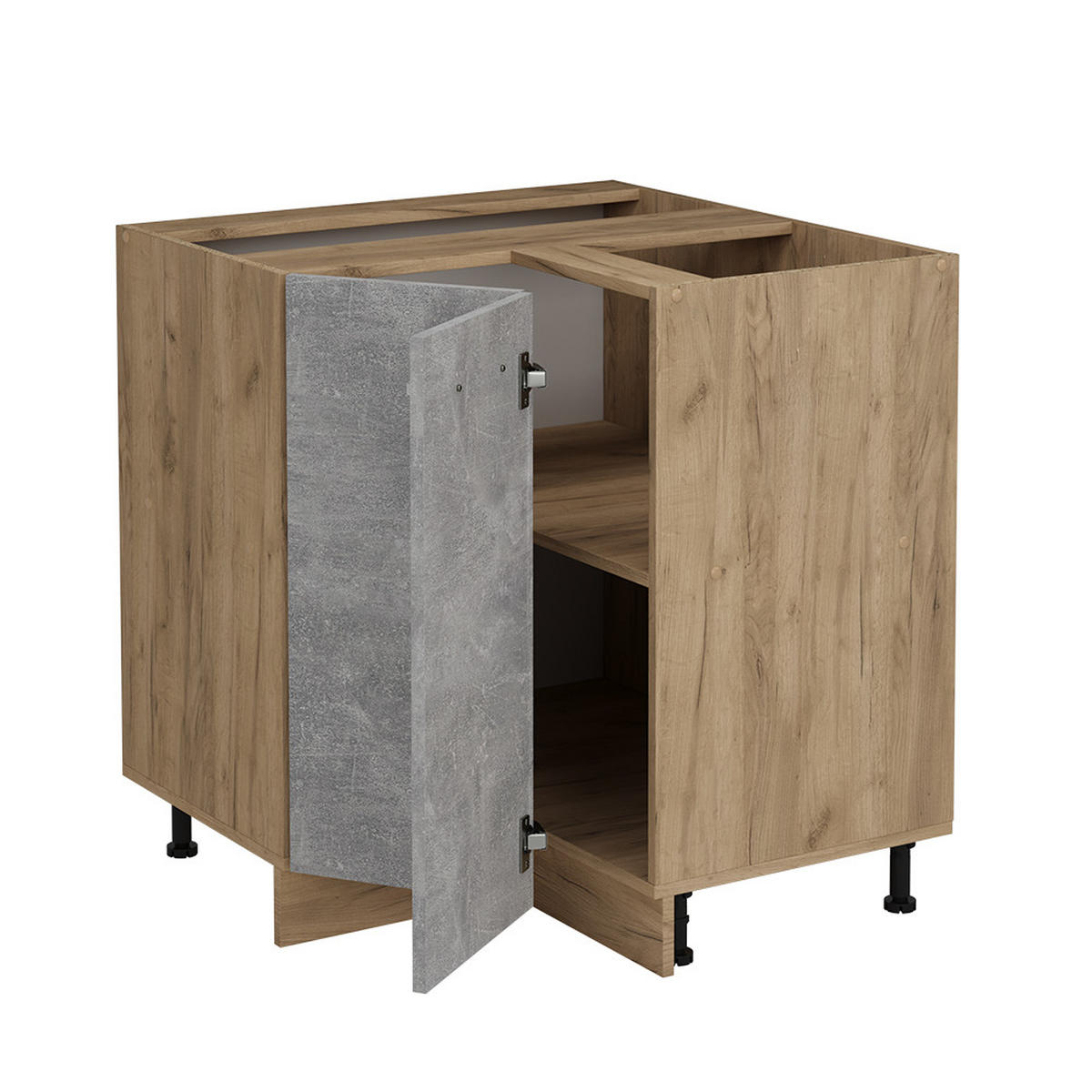 ECKUNTERSCHRANK R-Line Beton 75.6 cm , AP Anthrazit - Honigeiche/Schieferfarben, Holzwerkstoff (75.6/81.6/60cm) - Vicco