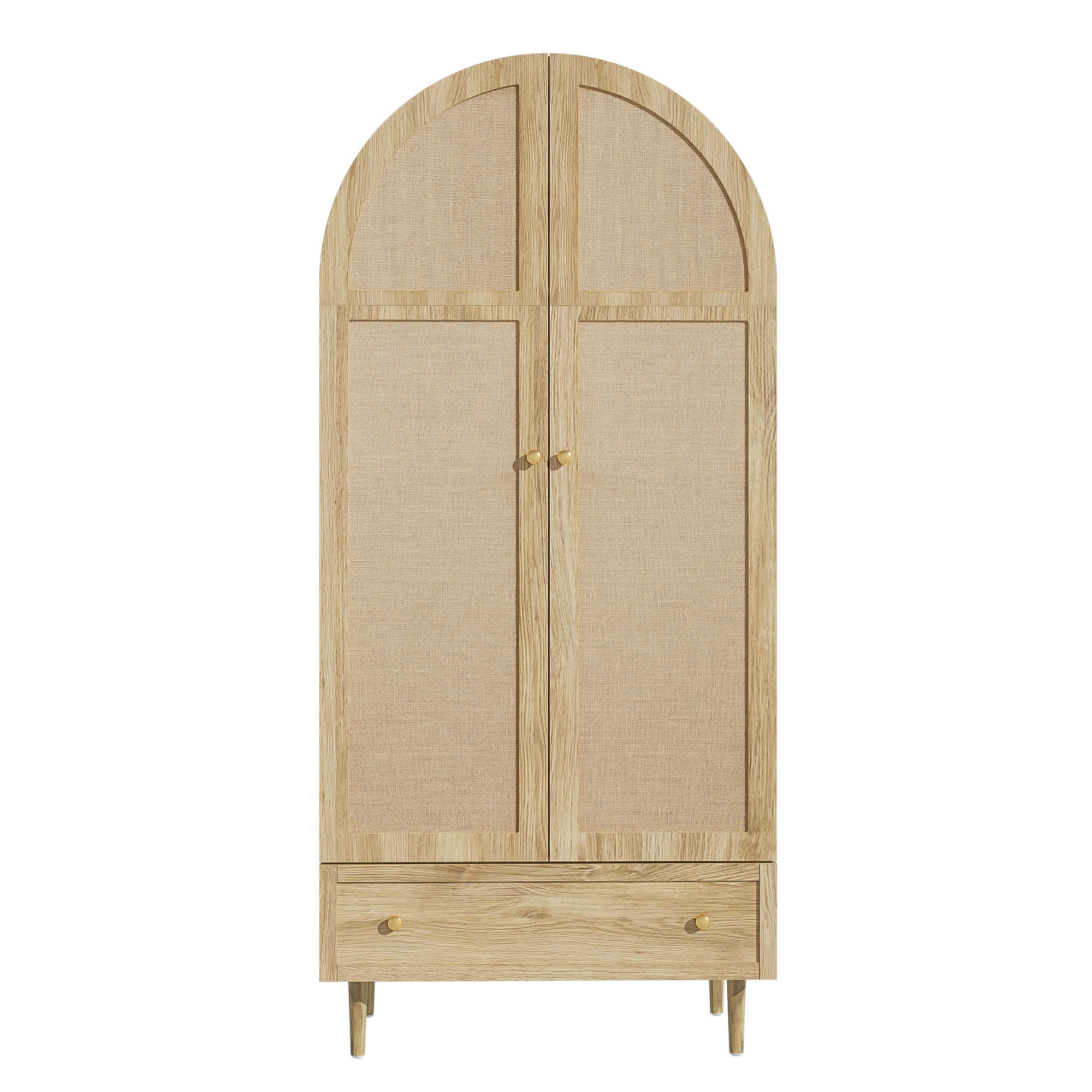 KLEIDERSCHRANK Holz Leinen Schubladen großer Stauraum modern - Eichefarben, Holzwerkstoff (50/175/79cm) - FLIEKS