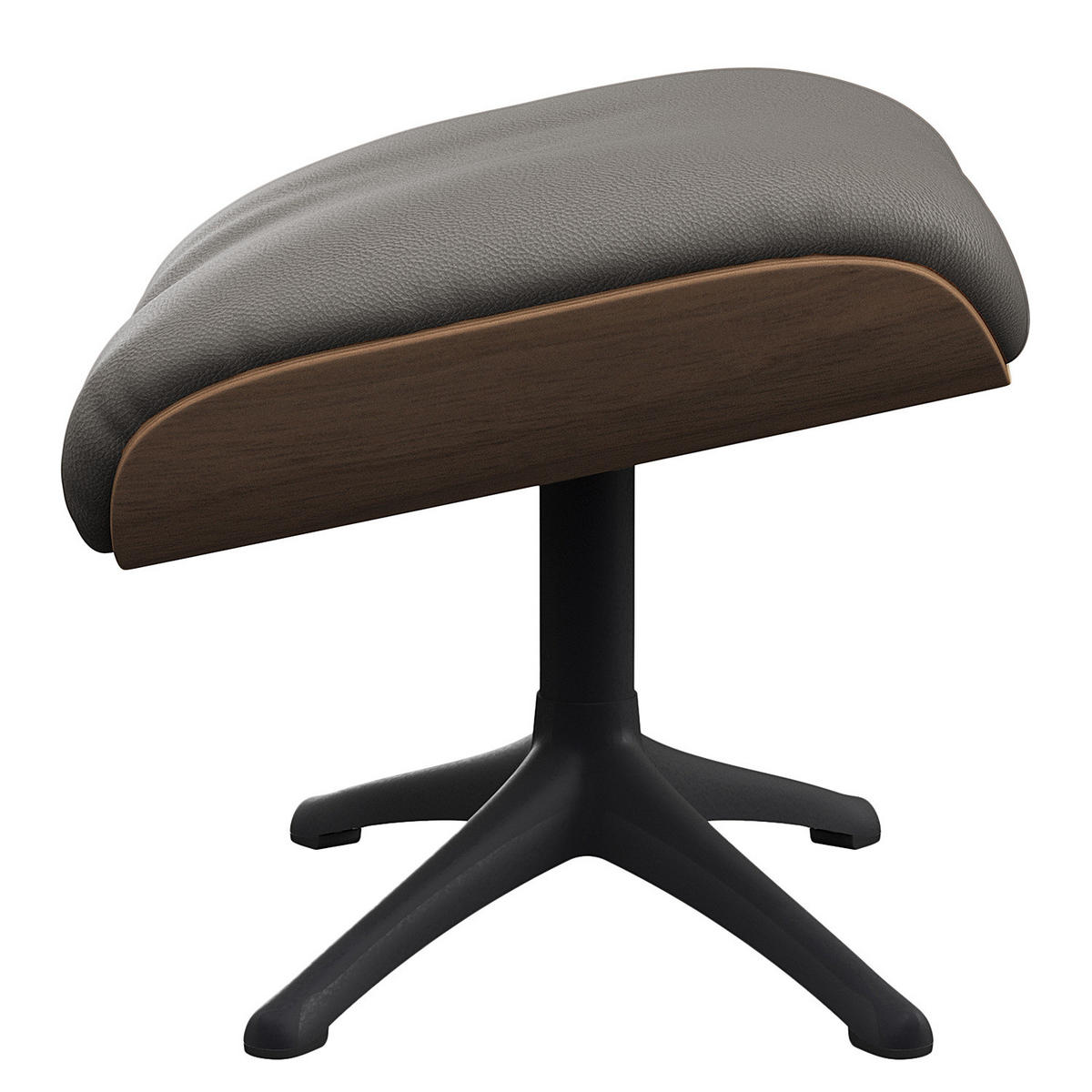 POLSTERHOCKER - Echtleder - Schwarz/Grau, Leder/Metall (49/39/44cm) - home24