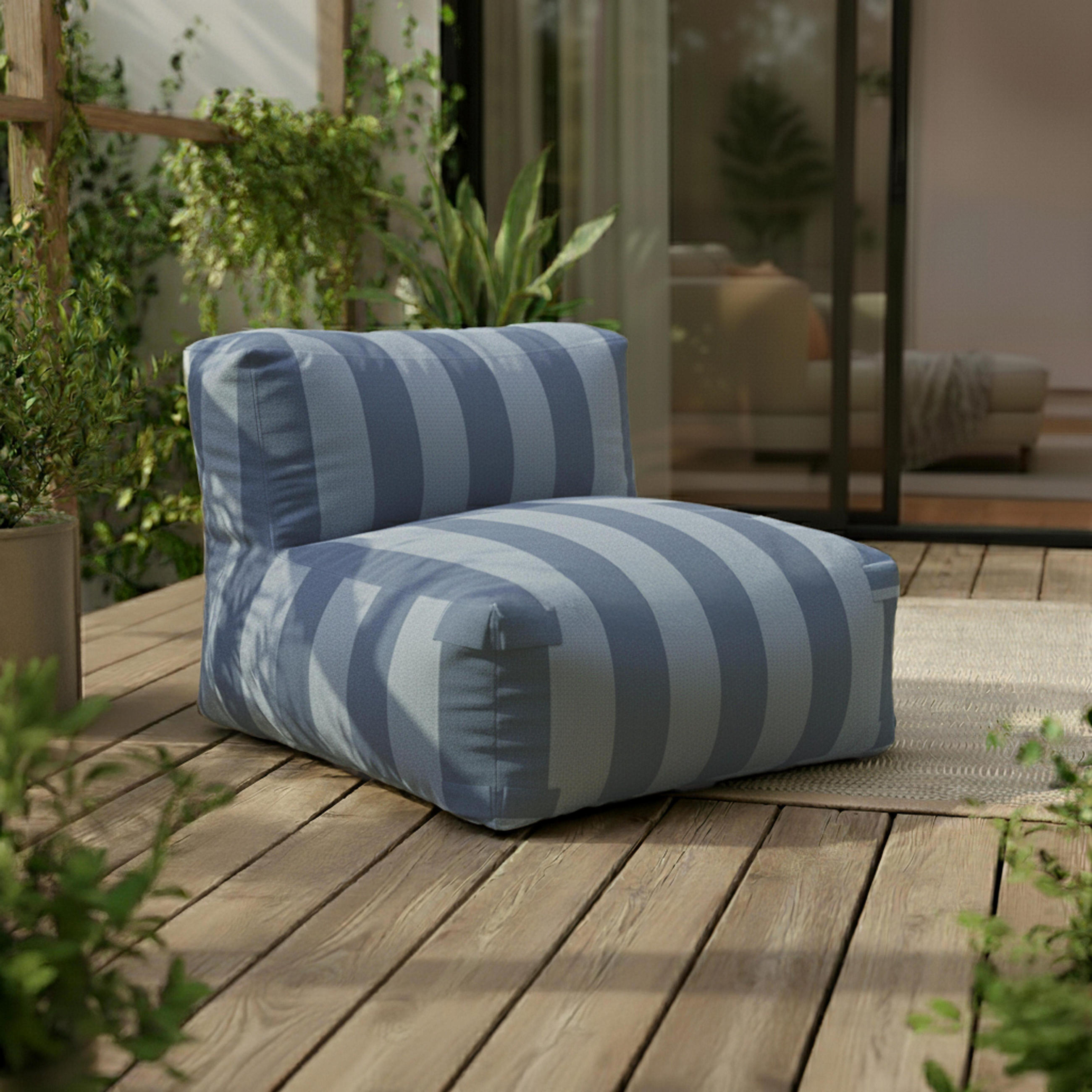 Thumbnail - Oviala Gartensofa, Blau, Textil, 1 Sessel, 2 Ecksofas und 1 gestreifter Ottomane, 4-Sitzer, quadratisch,Quadratisch, Lou...