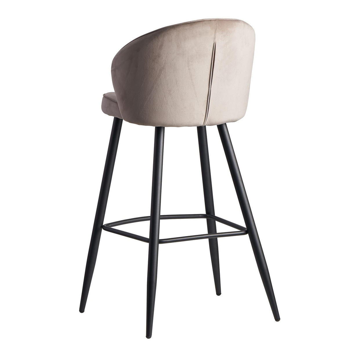 BARHOCKER Samt Metallbeine Skandi-Stil ADIGE, Beige 56x53x103 cm - Beige/Schwarz, Textil/Metall (56/103/53cm) - KADIMA DESIGN