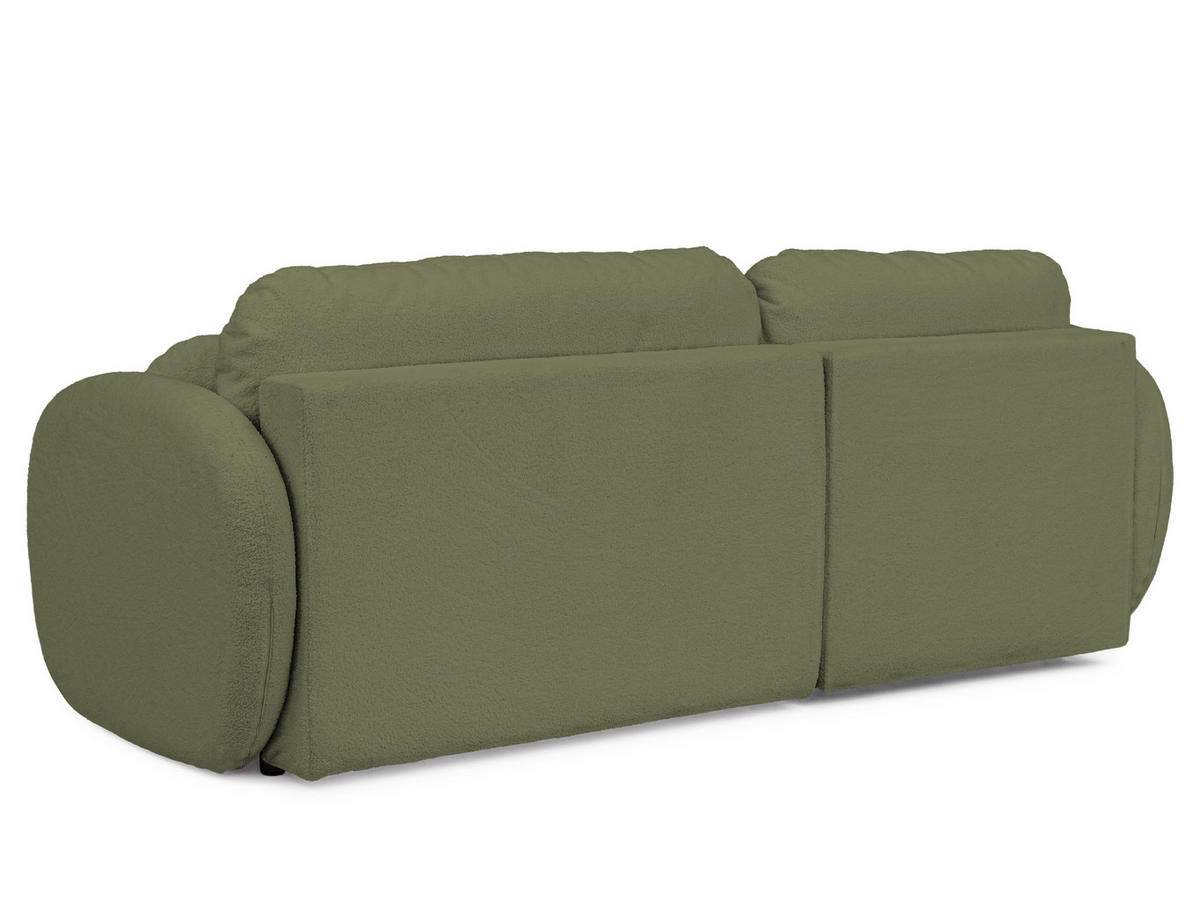ECKSOFA Candy mit Schlaffunktion Grün Bouclé-Stoff - Ottomane links - Schwarz/Grün, Holz/Kunststoff (230/146cm) - S-Style Möbel