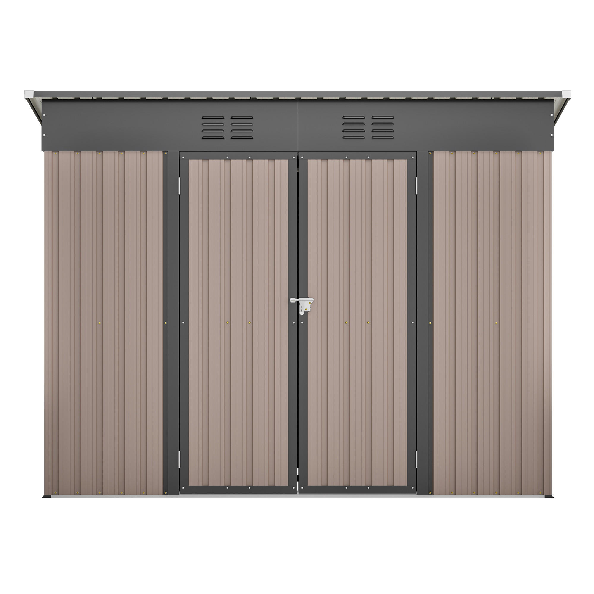 GERÄTEHAUS 242/111/182 cm Braun mit abschließbarer Tür und 2 Belüftungsgittern - Braun, Metall (111/182/229cm) - Oxeza