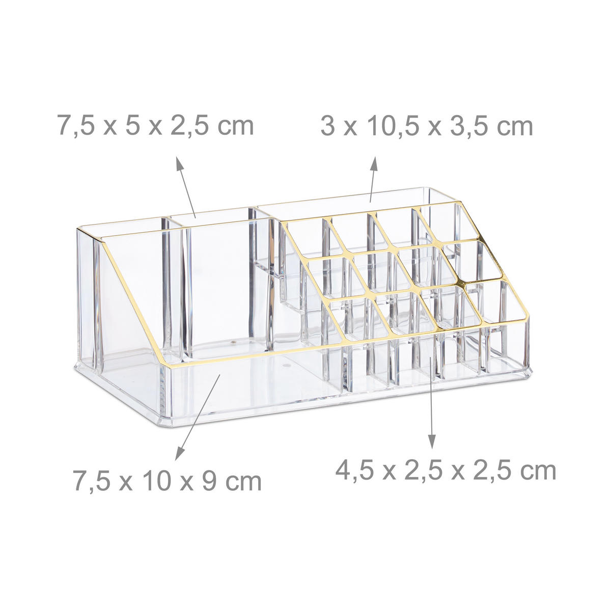 MAKEUP Organizer - Transparent, Kunststoff (24/30/14cm) - Relaxdays