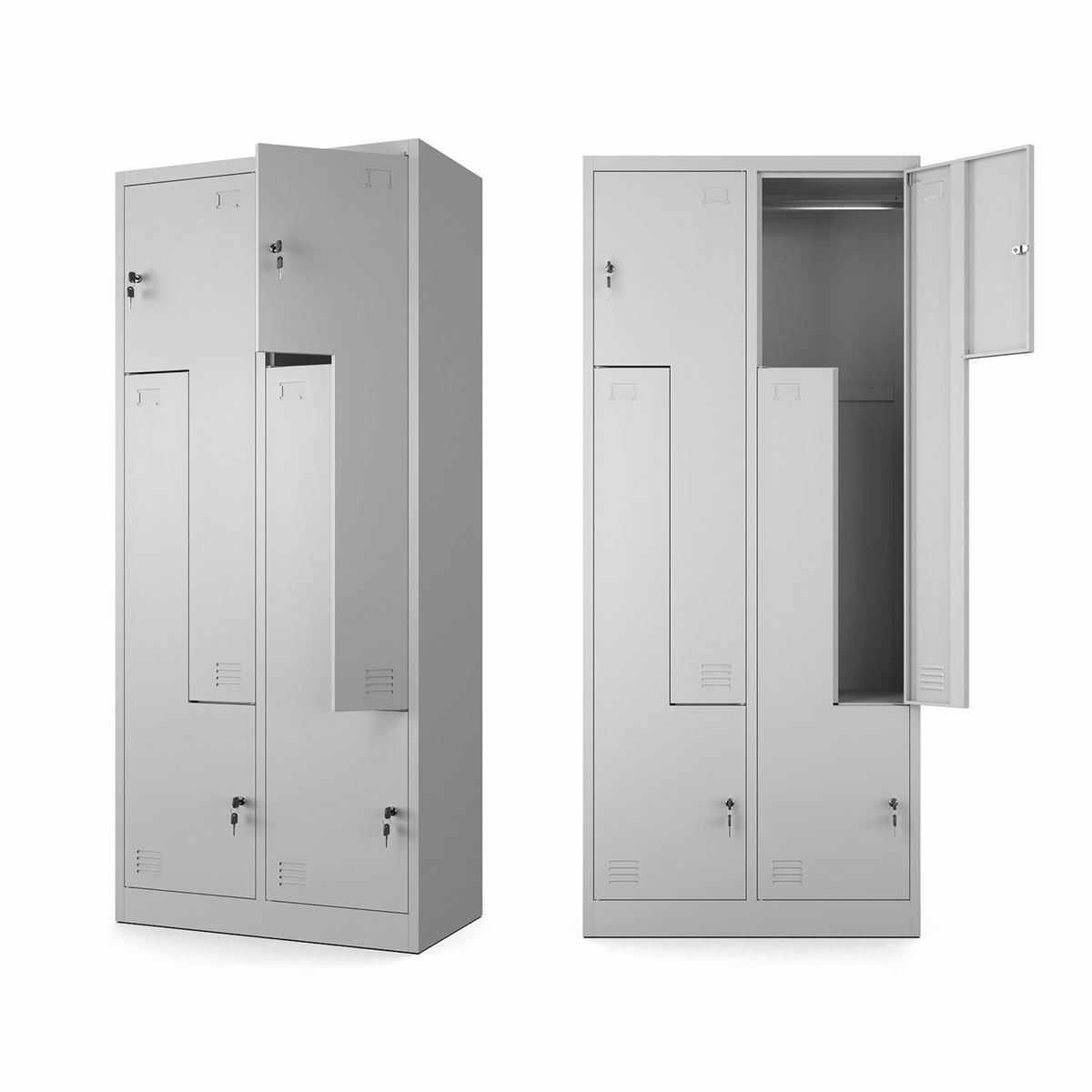 MEHRZWECKSCHRANK 4-türig mit 4 Fächer Hellgrau 80x185x45cm - Hellgrau, Metall (80/185/45cm) - Muralo