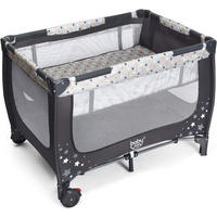 BABYBETT 2 in 1 Reisebett klappbar Grau - Grau, Textil - COSTWAY