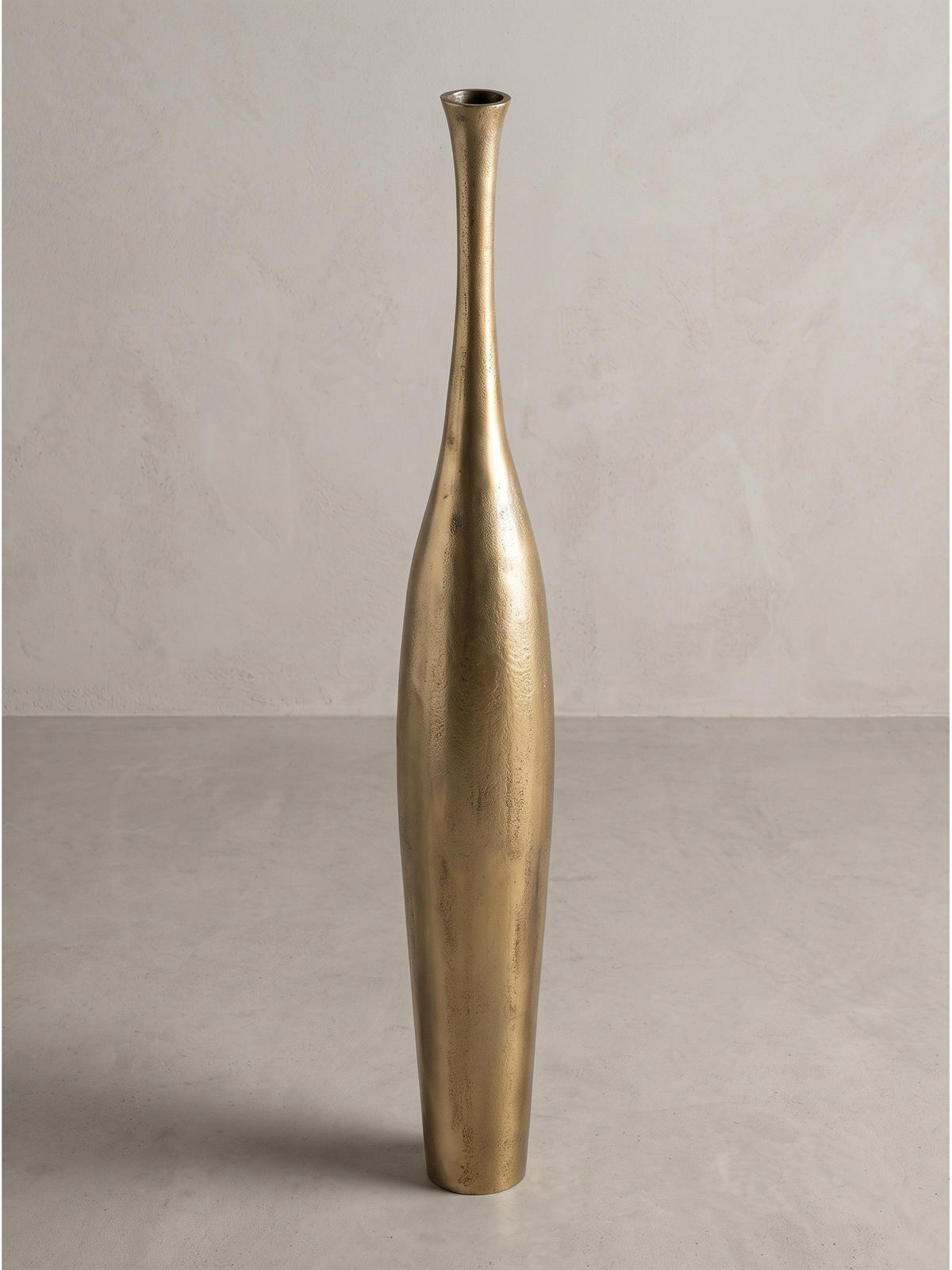 BODENVASE EBRO, Aluminium, handgefertigt, Gold, Ø 14 x 100 cm - Goldfarben, Metall (100cm) - KADIMA DESIGN