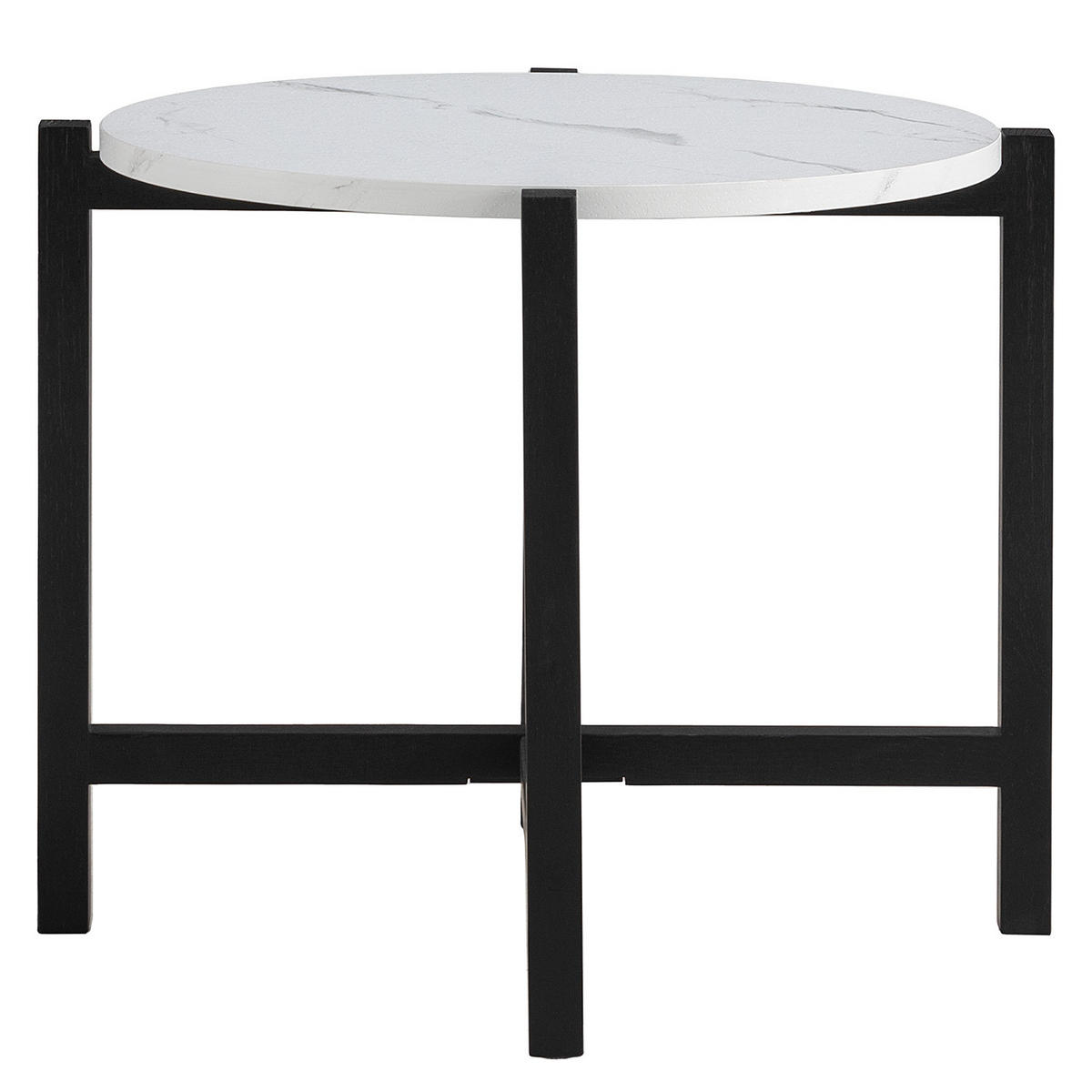 BEISTELLTISCH - Eiche massiv / MDF - Schwarz/Weiß, Holz/Holzwerkstoff (50/50/45cm) - home24
