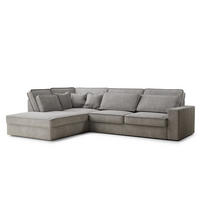 ECKSOFA Kirou Beige grau Chenille-Stoff - Links Seite - Greige/Schwarz, Holz/Holzwerkstoff (225/311cm) - Maison de Reve