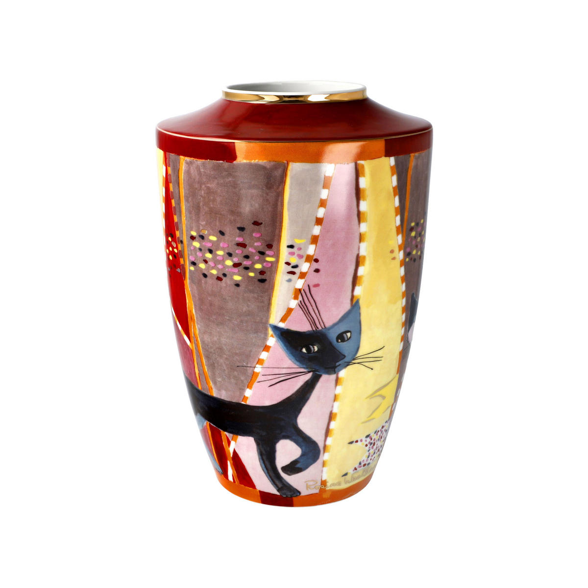 VASE Sottosopra - Rosina Wachtmeister, Katzen, Porzellan, 24 cm - Multicolor, Keramik (24cm) - Goebel