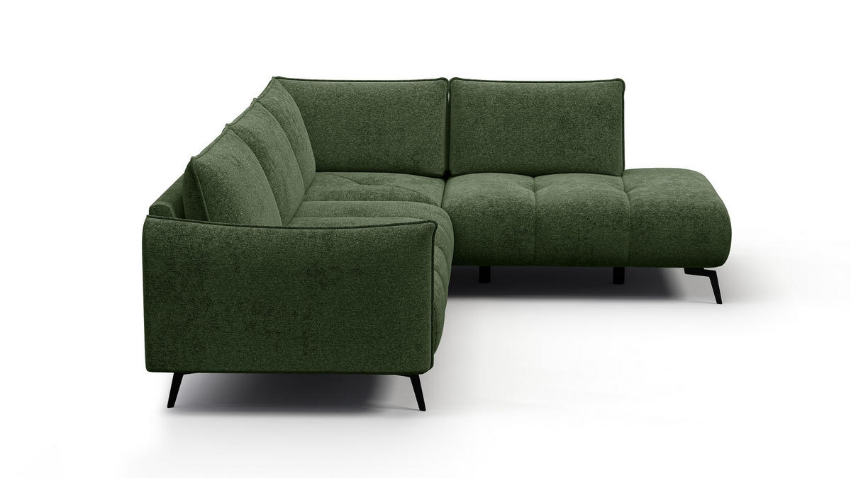 ECKSOFA AERA 5-Sitzer rechts, dunkelgrün - Dunkelgrün/Schwarz, Holz/Textil (268/206cm) - Courtois Laville