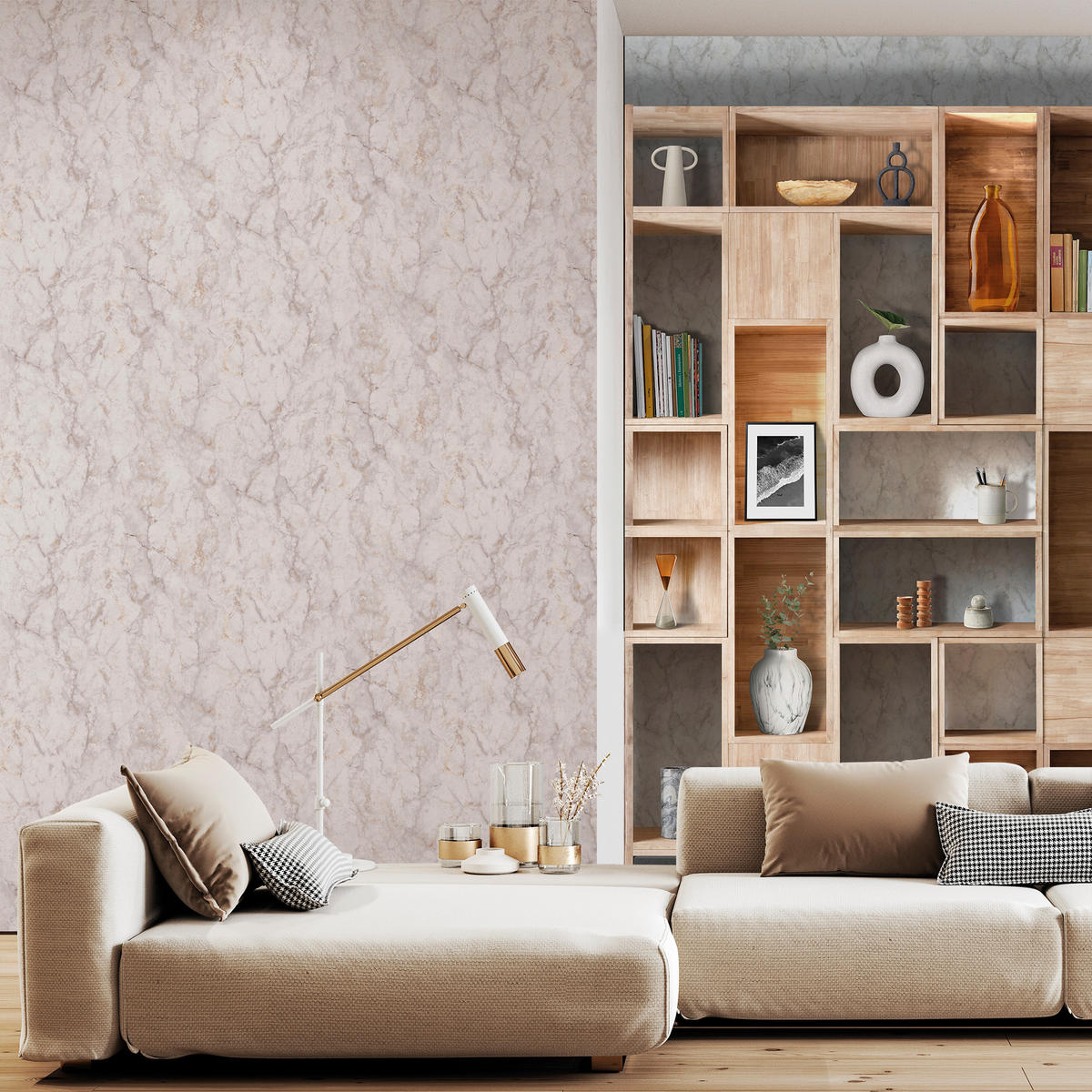 TAPETE Marmor-Optik 53 cm x 10 m - Braun, Papier (53/1000cm) - Sanders & Sanders