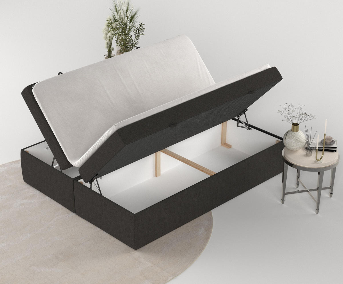 BOXBETT Lennon Schwarz 140/200 cm im Webstoff - Schwarz, Holz/Holzwerkstoff (140/200cm) - Maison de Reve